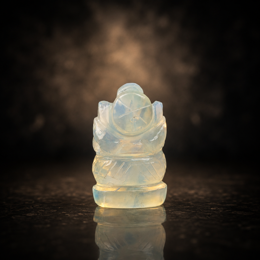 Synthetic Opal Ganesh Idol – Elegant Crystal Ganpati Statue for Home Temple & Desk Decor
