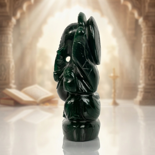 Natural Green Aventurine Ganesh Idol – Crystal Ganpati Statue for Home Temple