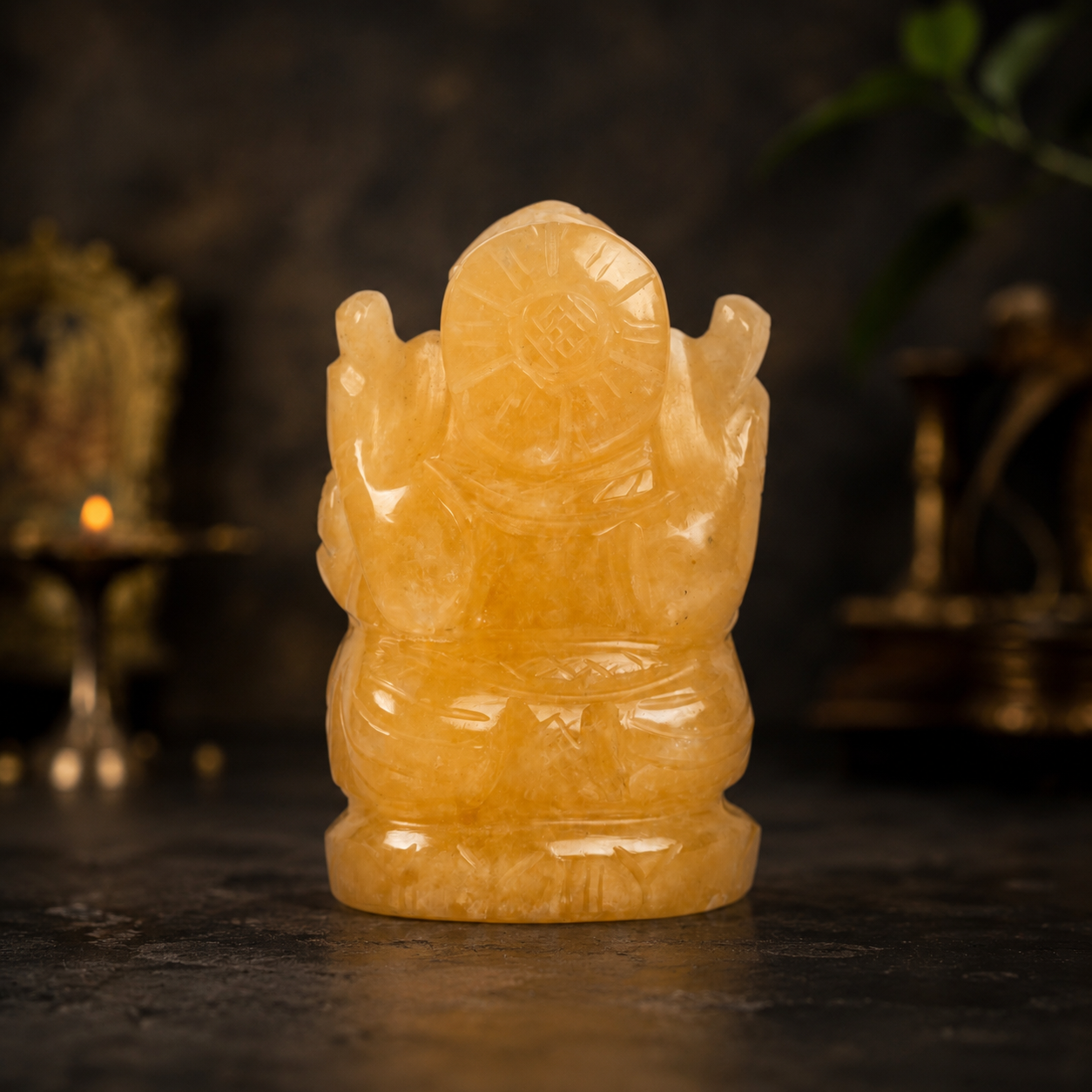Yellow Aventurine Ganesh Idol – Natural Crystal Decorative Figurine for Home & Office