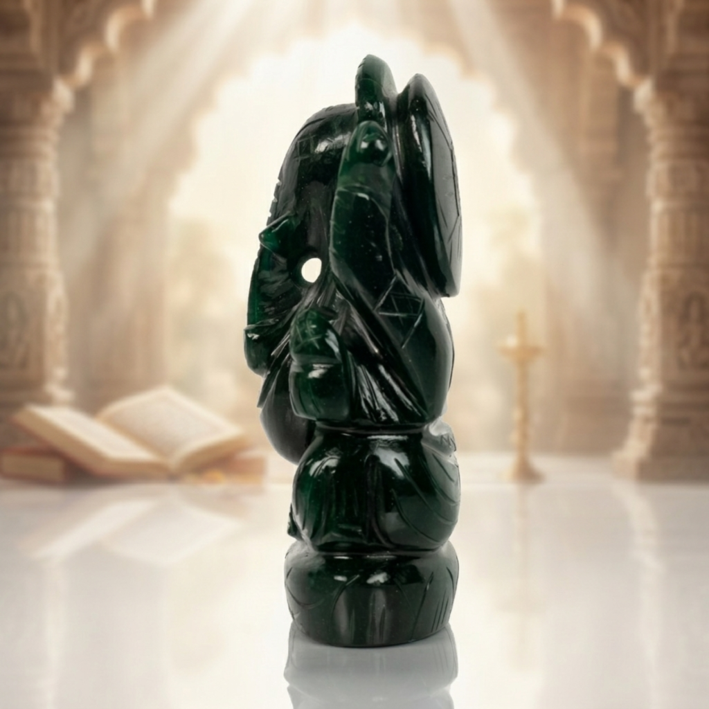 Natural Green Aventurine Ganesh Idol – Crystal Ganpati Statue for Home Temple