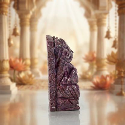 Natural Ruby Goddess Lakshmi Idol – Hand Carved Crystal Statue for Home Temple