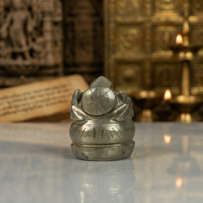 Natural Pyrite Ganesh Idol – Golden Crystal Ganpati Statue for Home Temple Decor