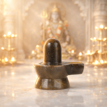 Natural Tiger Eye Shiva Lingam – Polished Crystal Shivalinga for Home Temple Decor