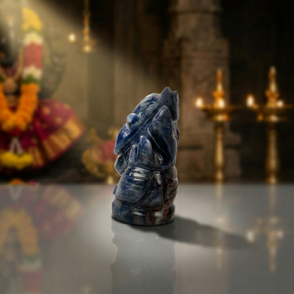 Premium Lapis Lazuli Ganesha Idol – Natural Blue Crystal Ganesh Statue for Home Temple