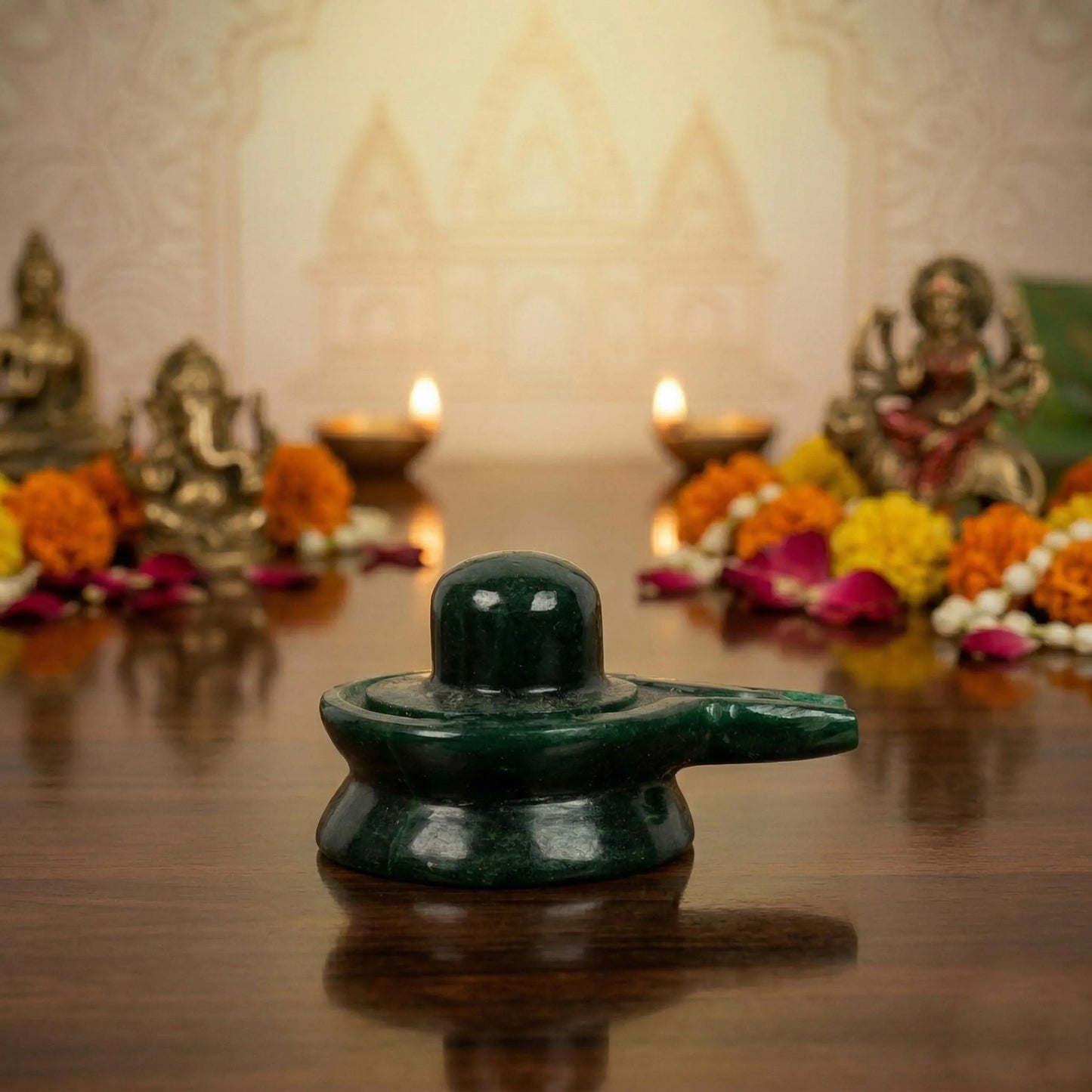 Natural Green Aventurine Shiva Lingam – Polished Crystal Shivalinga for Home Temple Decor
