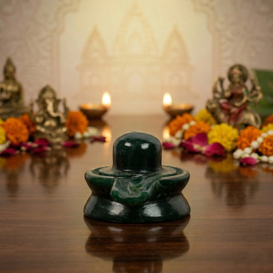 Natural Green Aventurine Shiva Lingam – Polished Crystal Shivalinga for Home Temple Decor