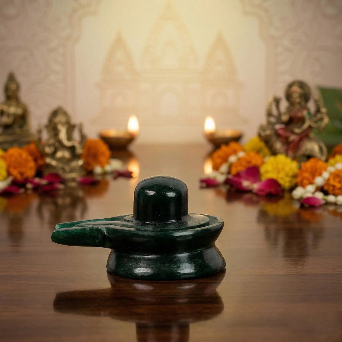 Natural Green Aventurine Shiva Lingam – Polished Crystal Shivalinga for Home Temple Decor