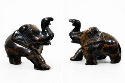 Tiger Eye Elephant Idol - Natural Crystal Decorative Figurine for Home & Office