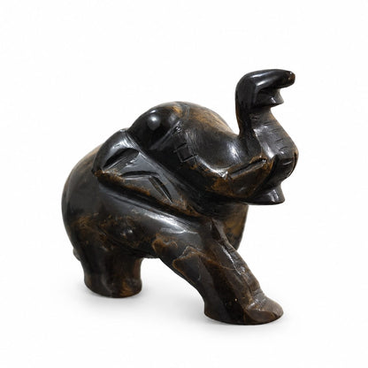 Tiger Eye Elephant Idol - Natural Crystal Decorative Figurine for Home & Office