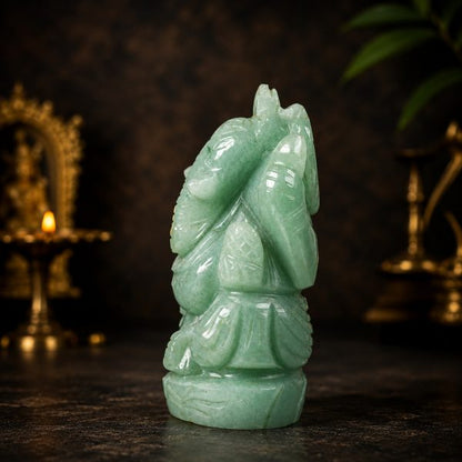 Light Green Aventurine Ganesh Idol – Natural Crystal Decorative Statue for Home & Office