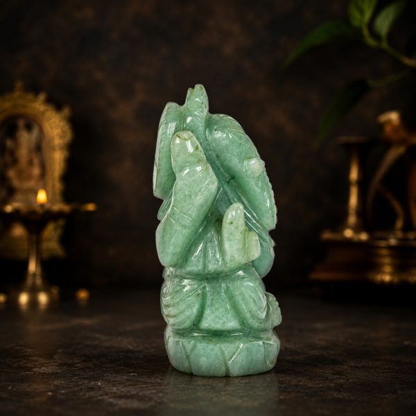 Light Green Aventurine Ganesh Idol – Natural Crystal Decorative Statue for Home & Office
