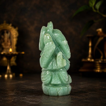 Light Green Aventurine Ganesh Idol – Natural Crystal Decorative Statue for Home & Office
