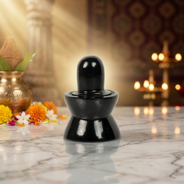 Natural Black Obsidian Shiva Lingam – Polished Crystal Shivalinga for Home Temple Decor
