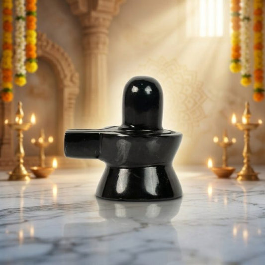 Natural Black Obsidian Shiva Lingam – Polished Crystal Shivalinga for Home Temple Decor