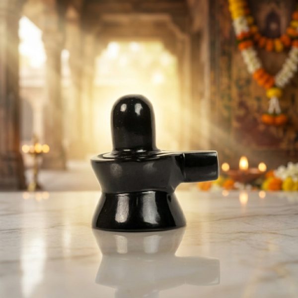 Natural Black Obsidian Shiva Lingam – Polished Crystal Shivalinga for Home Temple Decor