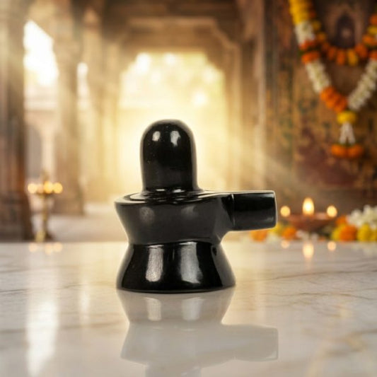 Natural Black Obsidian Shiva Lingam – Polished Crystal Shivalinga for Home Temple Decor