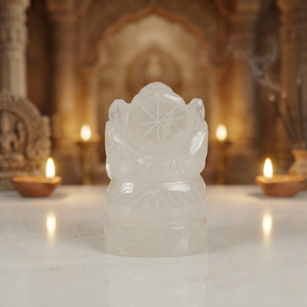 Natural Clear Quartz Ganesha Figurine – Handcrafted Crystal Decor Sculpture