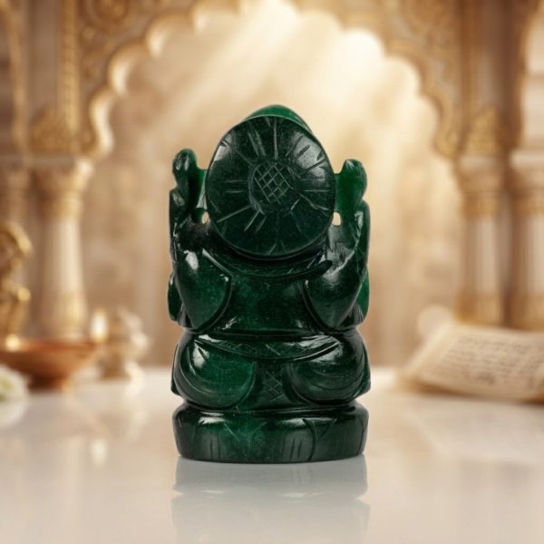 Natural Green Aventurine Ganesh Idol – Crystal Ganpati Statue for Home Temple