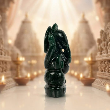 Natural Green Aventurine Ganesh Idol – Crystal Ganpati Statue for Home Temple