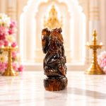 Natural Hessonite Goddess Saraswati Idol – Hand Carved Crystal Statue for Study Desk, Bookshelf & Décor