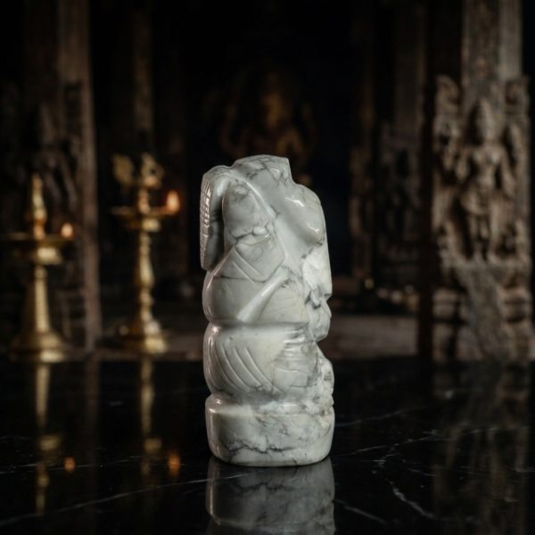 Natural Howlite Ganesh Idol – Hand Carved Crystal Ganpati Statue