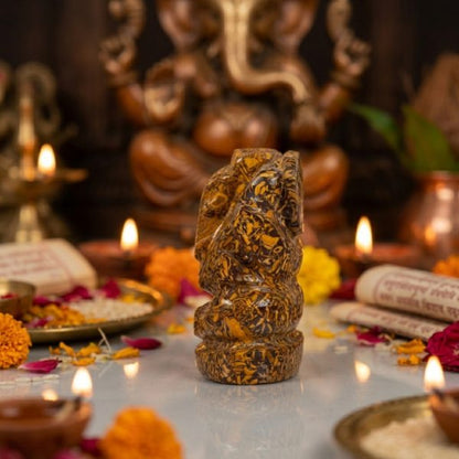 Natural Marium Jasper Ganesh Idol – Crystal Ganpati Statue for Home Decor