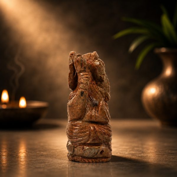 Natural Ruby Ganesh Idol – Hand Carved Crystal Ganpati Idol for Home Temple & Desk Decor