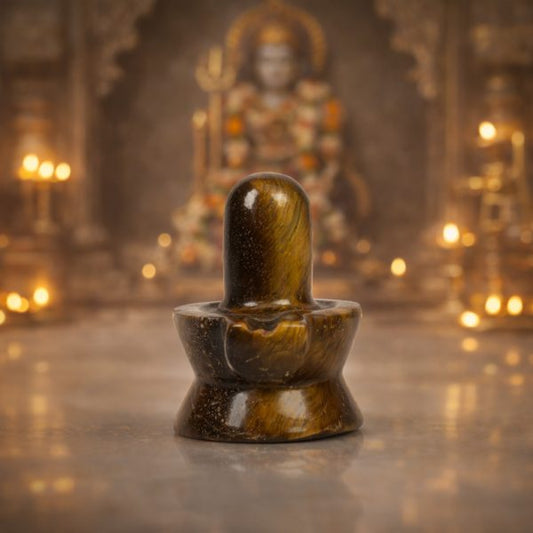 Natural Tiger Eye Shiva Lingam – Polished Crystal Shivalinga for Home Temple Decor