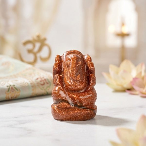 Sunstone Crystal Ganesh Idol – Handcrafted Decorative Statue for Home Temple Decor