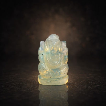 Synthetic Opal Ganesh Idol – Elegant Crystal Ganpati Statue for Home Temple & Desk Decor
