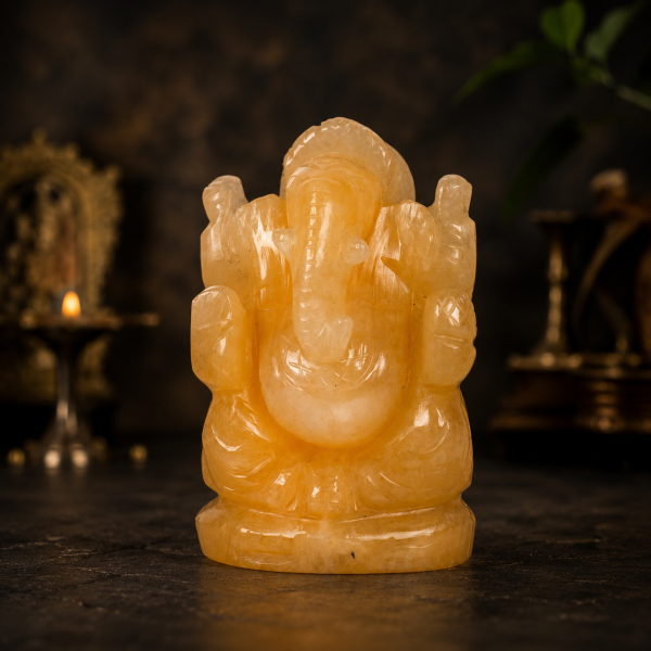 Yellow Aventurine Ganesh Idol – Natural Crystal Decorative Figurine for Home & Office