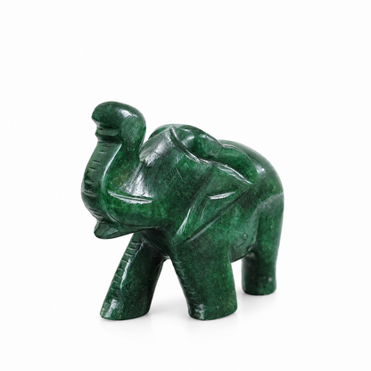 Green Aventurine Elephant Idol - Natural Crystal Decorative Figurine for Home & Office