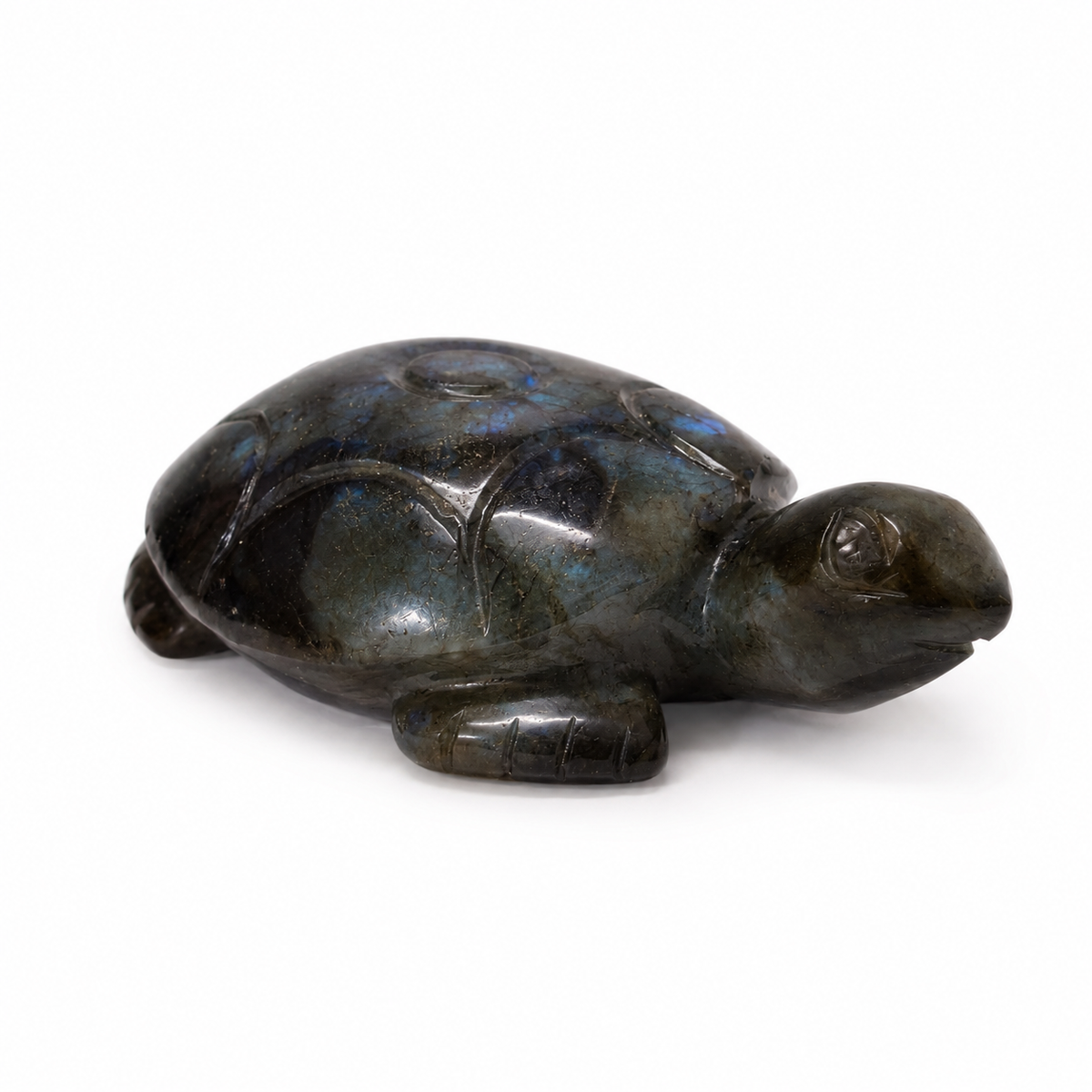 Labradorite Tortoise Idol - Natural Crystal Decorative Figurine for Home & Office
