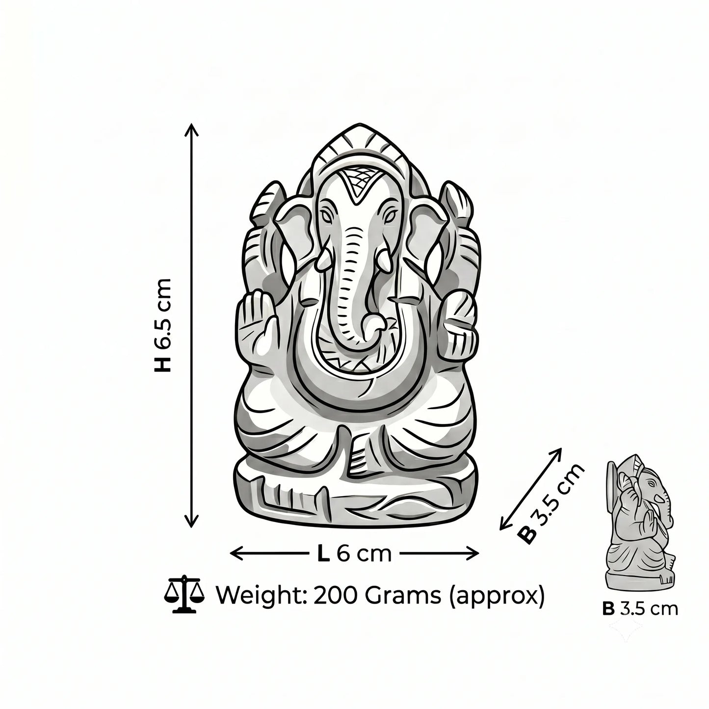 Natural Labradorite Ganesh Idol – Crystal Ganpati Statue for Home Temple & Desk Decor